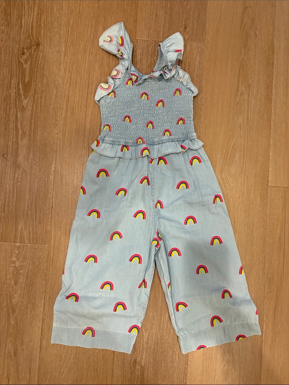 Hatley Light Blue Rainbow Smocked Girls' Jumpsuit
